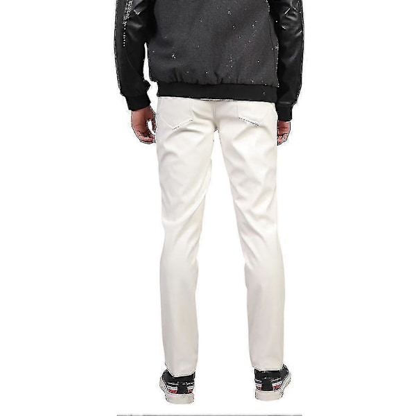 Youthup Herre Stretch Tight Faux Skinnbukser White EU 35