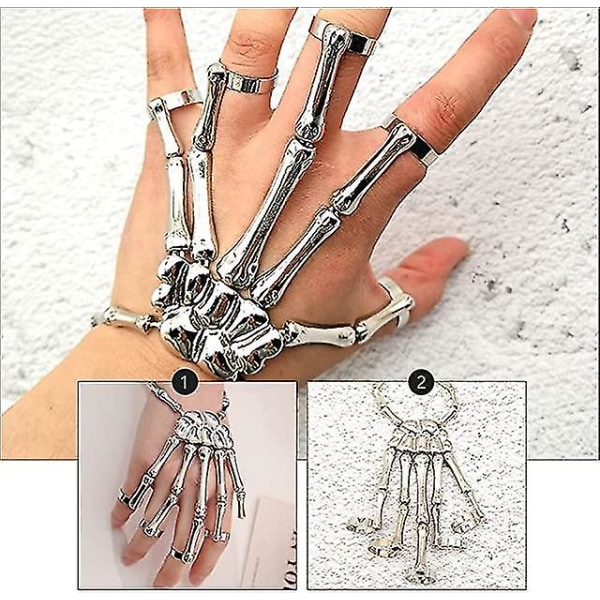 Snabb frakt Skelett Handarmband Legering Ghost Claw Armring Överdriven Gotisk Fingerring Cosplay Kostym För Män Kvinnor Silver