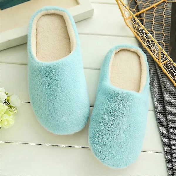Gradient vinter inomhus damtofflor hus plysch mjuka varma bomullstofflor halkfria golvskor hem herr fluffiga tofflor sovrum C-light blue 40-41