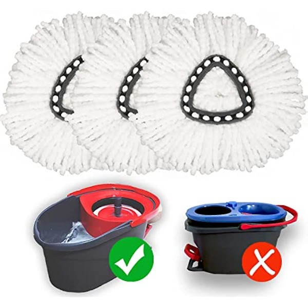 2/3 Pakkaus Moppipään Vaihto Yhteensopiva O Cedar Easywring Spin Mopin Kanssa - Mikrokuitu Syväpuhdistus Konepestävä Ja Helppo Vaihtaa 2 Count