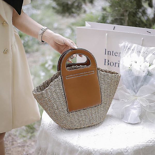 Dame Håndtaske Enkel Stråtaske Beige