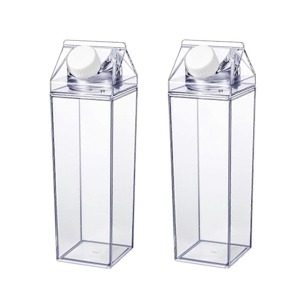 Hemoton 2 st Transparenta Plastflaskor 500ml Mjölkflaskor Dryck Juice Behållare Tom Förvaringsflaska för Hem Daglig Användning