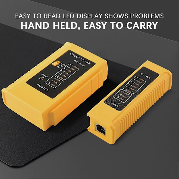 Nettverkskabeltester Testverktøy Rj45 Rj11 Rj12 Cat5 Cat6 Utp Usb Lan Ledning Ethernet Kabeltester (batte