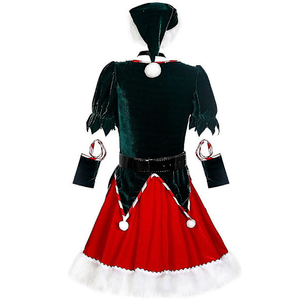 Grön tomtenissekostym för vuxna damer, julparty cosplay, julgranskostym L