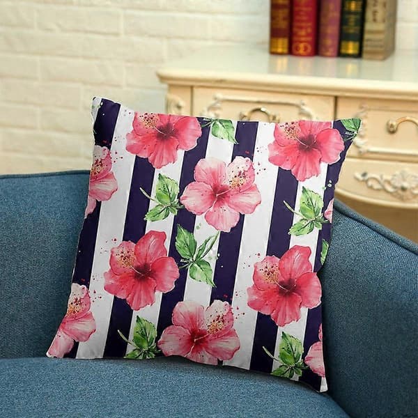 Pudebetræk Blødt skjult lukning Polyester Ferskenhud Blomsterprint Sofapudebetræk til stue