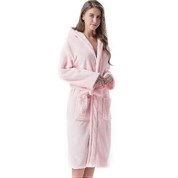 Numb Badrockar för Kvinnor, Resort Hotell Hem Spa Terry Badrock Fleece Badrock Plysch Lång Badrock med Huva pink 4XL