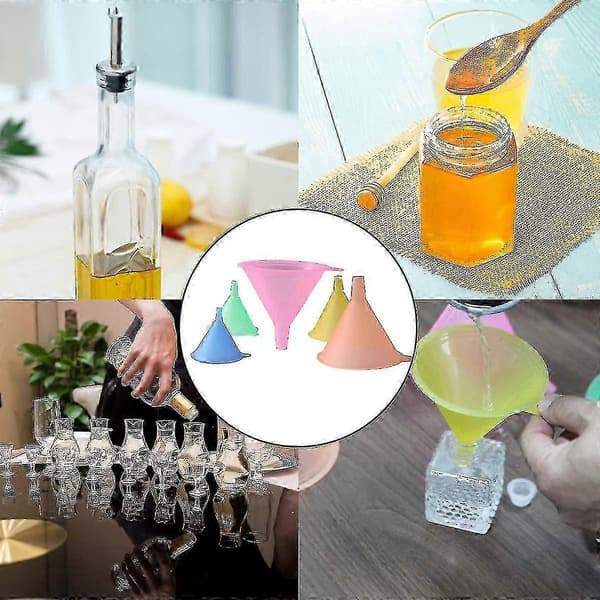Trattar för nötter, trattar i plast, liten tratt, trattset för påfyllning, flaskor