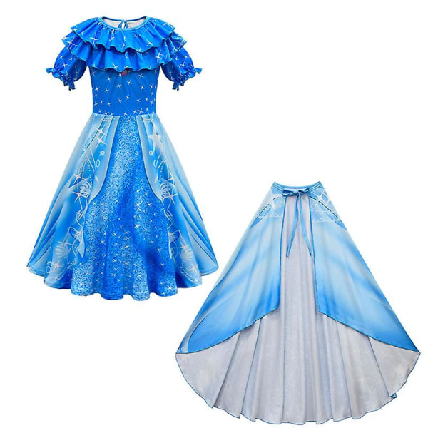 Flickor Askungen Klänning Glad Purim Födelsedagsfest Kläder för tjejer Halloween Cosplay Ariel Barn Prinsessdräkt 3-10 år 997 blue-3pcs 120 (5-6T)