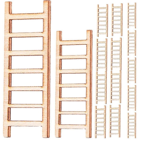 40 st Mini Trä Stegar Miniatyrer Mikro Landskap Stege Dekorations Tillbehör för DIY Ornament