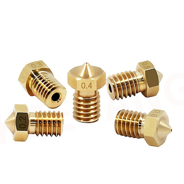 10 stk. 3D-printerdeler M6 Messingdyse for 1,75/3,0 mm V5 V6 Hotend Ekstruder
