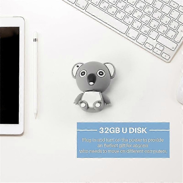 Karhun muotoinen USB 2.0 -muistitikku, tallennusmuisti, peukalotikku, mini eläin sarjakuva harmaa