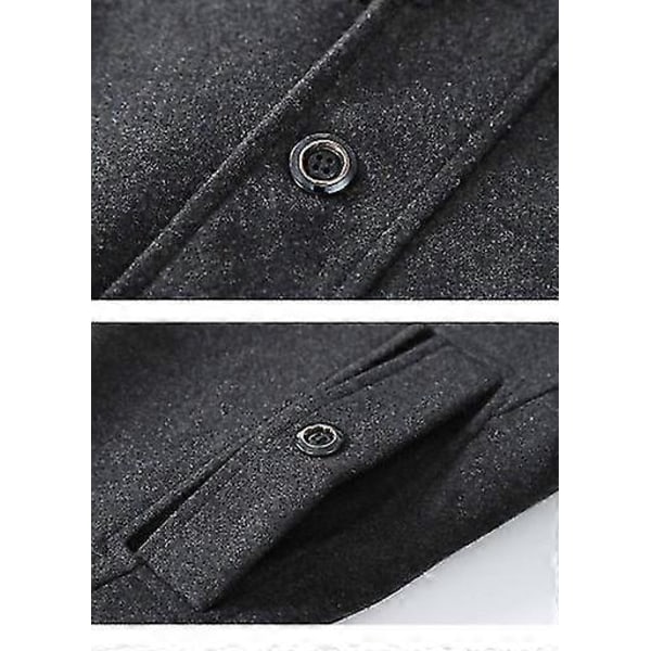 Uldfrakke til mænd Efterår og vinter Dobbeltkrave Uldfrakke Revers Tyk Uldfrakke Lang Jakke grey 4xl