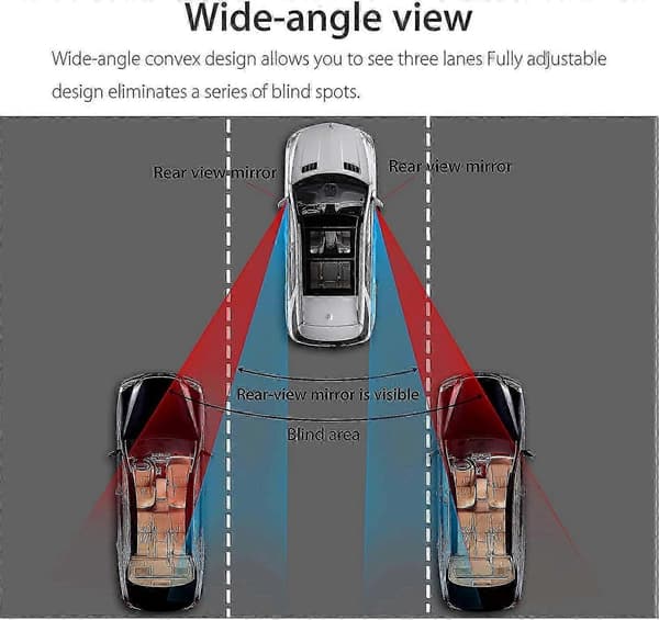 2 stk. automatisk blindsone speil, vanntett HD blindsone speil