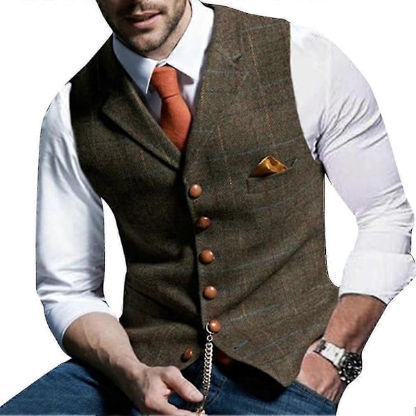 Rutig V-ringad väst för män, Slim Classic Vest (Ruipei)