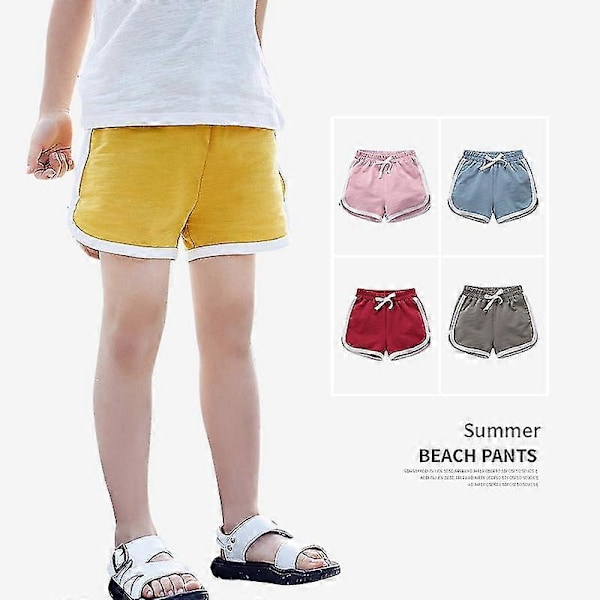 Pojkar Flickor 100% Bomull Sportshorts Sommar Kontrast Kantning Delfin Shorts Barn Atletisk Gym Kläder Random 3pcs 6T