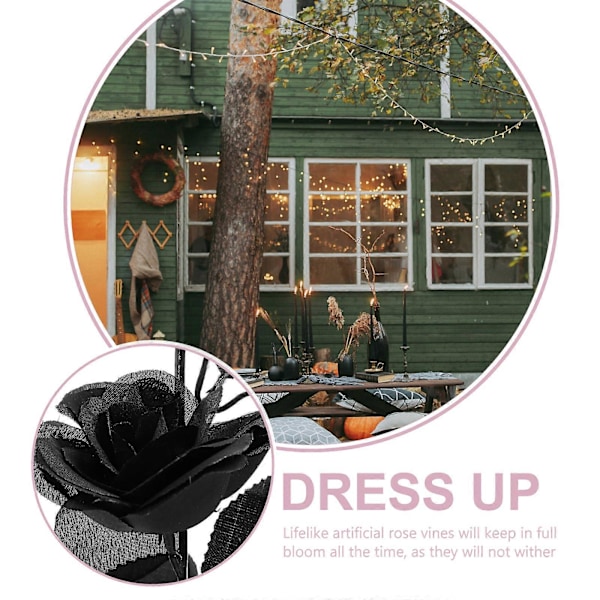 Simulering Rose Ranke Dekorasjon Svart Falsk Rose Blomst Ornament Scene Layout Falsk Blomst Ranke