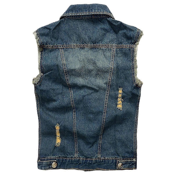 Retro Vardaglig Ärmlös Jeansväst för Män (Ruipei)