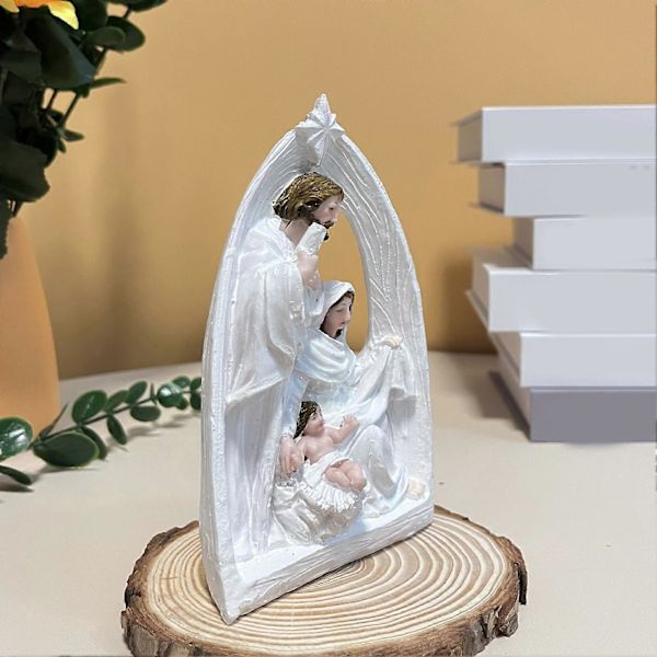 Pyhän Perheen Hartsi Figuriini Seimiasetelma Adventtipatsas Joosef Neitsyt Maria Jeesuksen Syntymä Veistos Koti Toimisto Työpöydän Koriste Ornamentti