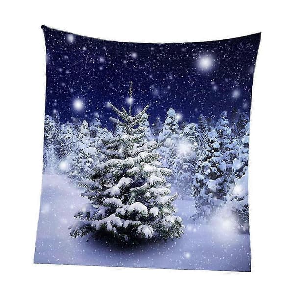 Vægtæppe med juletema til værelset, 3D-polyestertæpper, kollegium 04 Blue Snow
