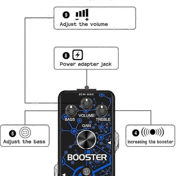 Kitaran Booster-efektipedaali Analoginen Boost-efektipedaali Sähkökitaralle Puhdas Clean Mini Boost