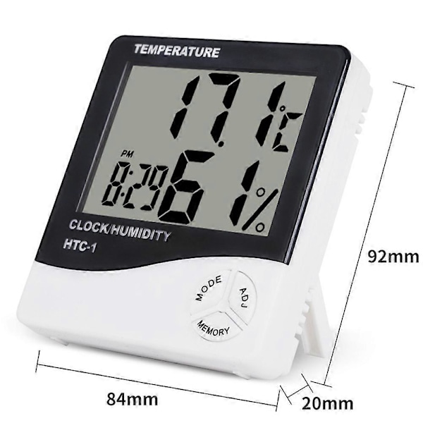 2 st Hushållstermometer Inomhus Elektronisk Termometer Rumshygrometer Elektronisk Väckarklocka (utan Batteri)