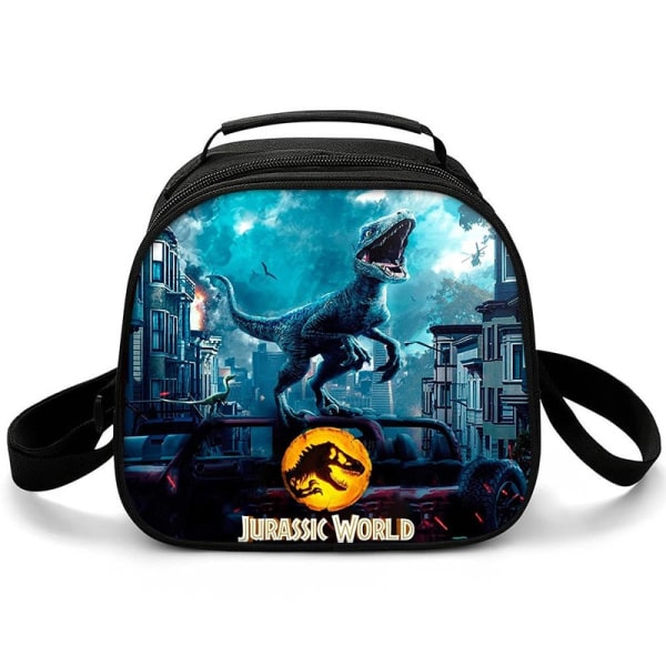 Harajuku Novelty Cool Jurassic World 3D printed Crossbody picknickväska Halvcirkel Lunchlåda Skolmat Lunchväska Ispåsar Red