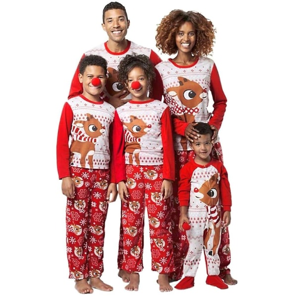 Jul Familj Matchande Pyjamas Set Älgtryck Julpyjamas Hemmakläder Women M