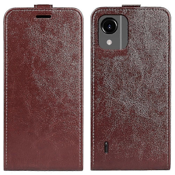 Nokia C110 Korttipidike Puhelinkotelo Hullu Rakenne Pystysuora Käännettävä Nahkakansi Brown Style D Nokia C110