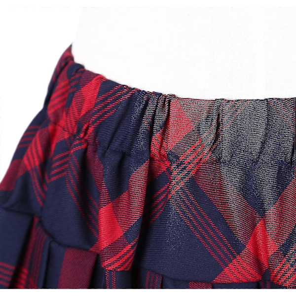 Dam Elastisk Midja Rutig Plisserad Kjol Tartan Skater Skoluniform Minikjolar S-2xl Style1 S