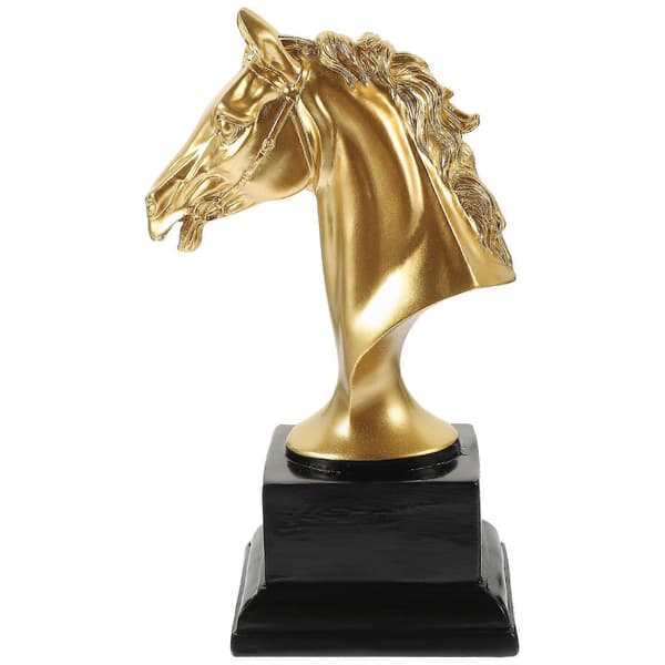 Hestehode Statue Dekor Resin Hestehodeformet Skulptur Trofé Antikk Ornament