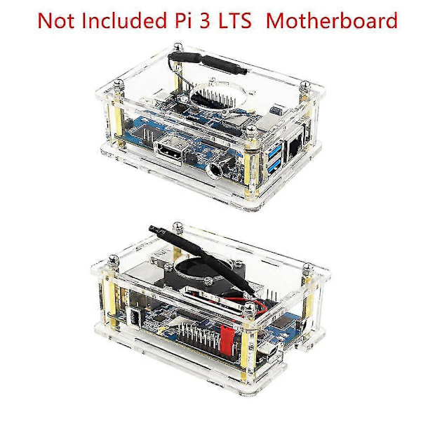 Til Orange Pi 3 Kabinet Transparent Akryl Skalboks Beskyttende Kabinet Med Køleblæser Til Orange Pi