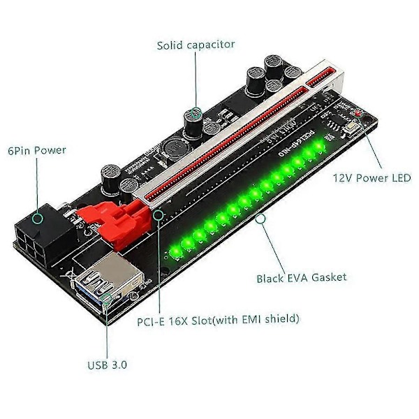 1 stk. PCIe Riser-kort V011 Pro Plus PCI E Express GPU 1x til X16 Adapter USB3.0 Strømkabel for Video