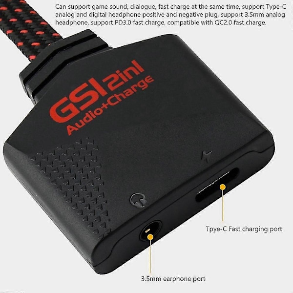 Peli Live Äänikortti USB Äänikortti Type-c Lataus 2-in-1 Hi-rse Mobiilipeli Äänikortti Ulkoinen D