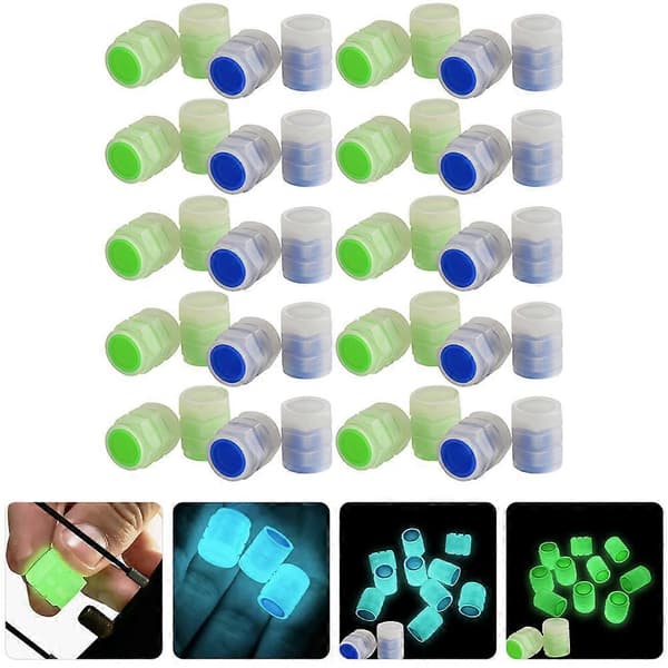 50 stk. universelle bilventilhetter, fluorescerende lysende sykkeldekkventilhetter