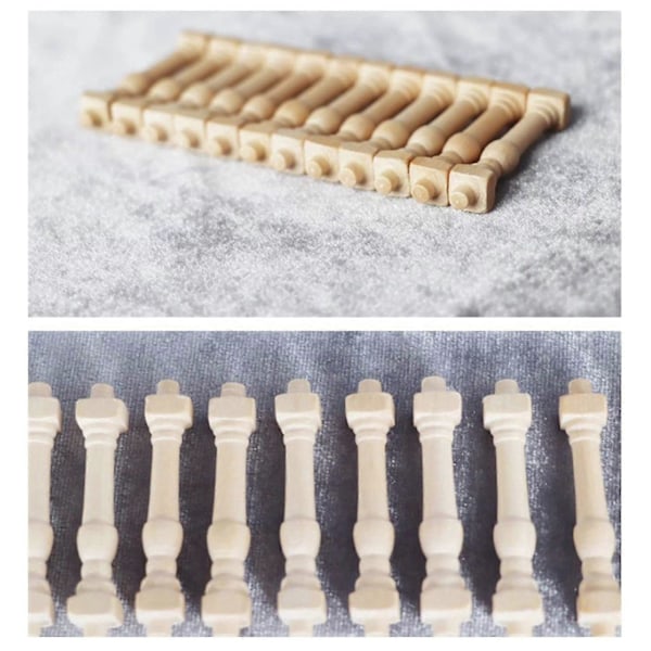 12 stk. 1/12 Dukkehus Møbelben Stol Bord Miniature DIY Byggere Træ Dukkehus Balustre