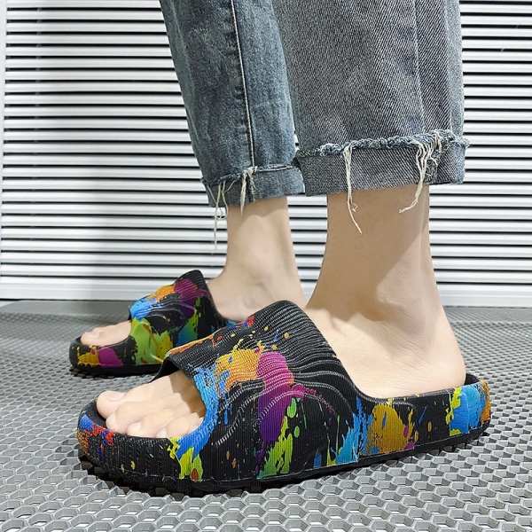 Tofflor herr ytterkläder sommar sport kokos stepping bajs känsla halkfri mjuk sula flipflops utomhus strand tjock sula sandal 2025green 37-38