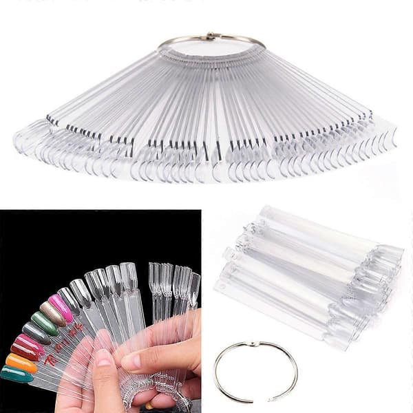 50 stk. Neglekunst Tips Farvepinde Display Vifte Øvelse Starter Ring Klar DIY