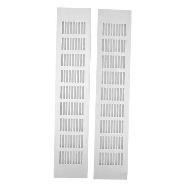 2 stk. Luftventilationsgitter Aluminiumlegering Rektangulær Ventilationsplade til Skab Skoskab Garderobe 80x400mm