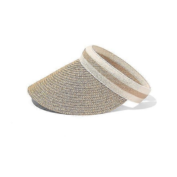 Panamahatt i halm för damer, sommarhatt, öppen topp, solskydd, strandhatt för vuxna och barn Coffee Child