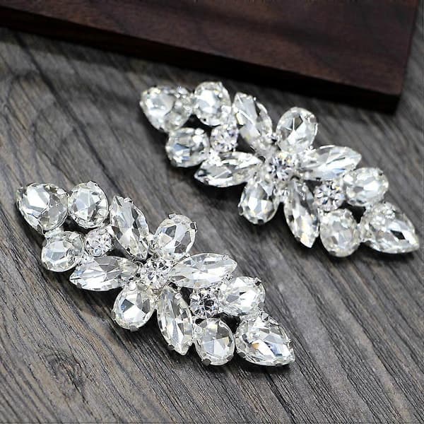 Motesko Spenne Rhinestone Sko Klips Sølv Legering DIY Sko Dekor Tilbehør for Bryllup Brud Kvinner