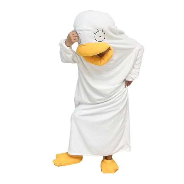 Duck Onesie Pyjamas Filt Elizabeths Duck Cosplay Kostym Jumpsuits Vinterflanell Halloween Vuxen Cartoon Huvpyjamas M