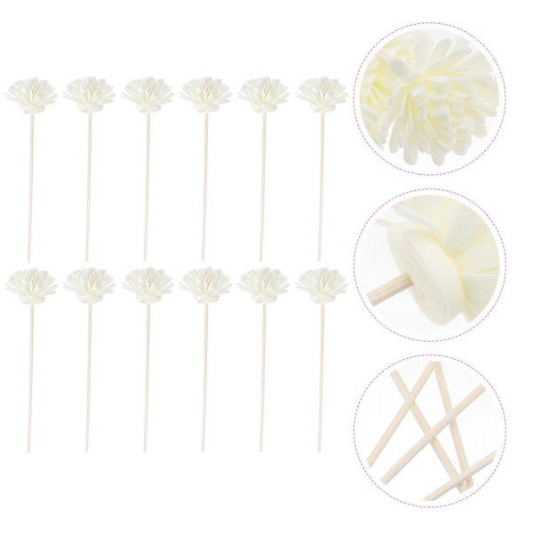 12 st Simulerade Blomformade Aromapinnar Diffuserpinnar Hantverksgåvor Vita