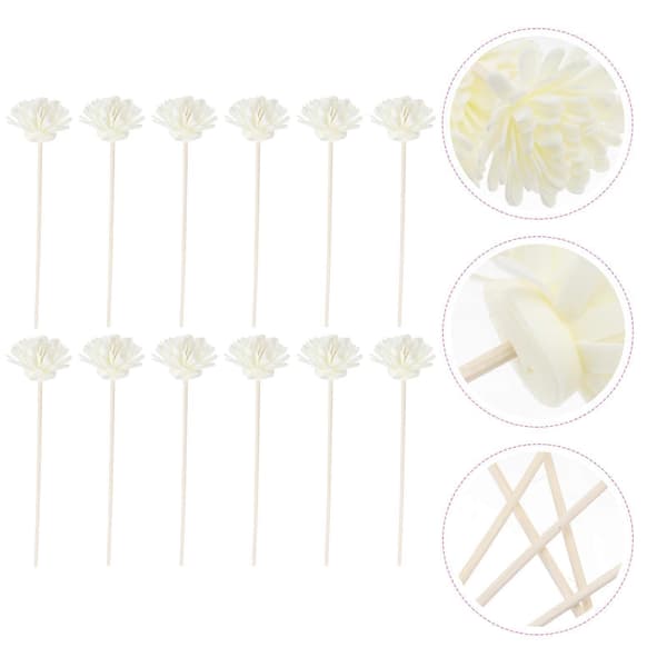 12 stk. Simulerte Blomsterformede Aromapinner Diffuserpinner Håndverksgaver Hvit