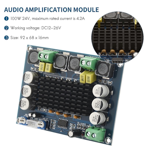 Tpa3116d2 -kanals Stereo Hög Digital Ljudförstärkarkort 2x120w Xh-m543, 2-pack