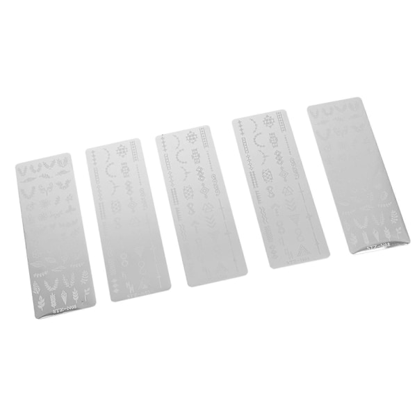 5 ark mode negle stempling plader neglekunst skabeloner manicure forsyninger