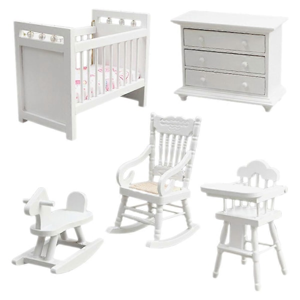 1 Set Dockhus Sovrumsmöbler Mini Hus Möbler Scen Layout Möbler