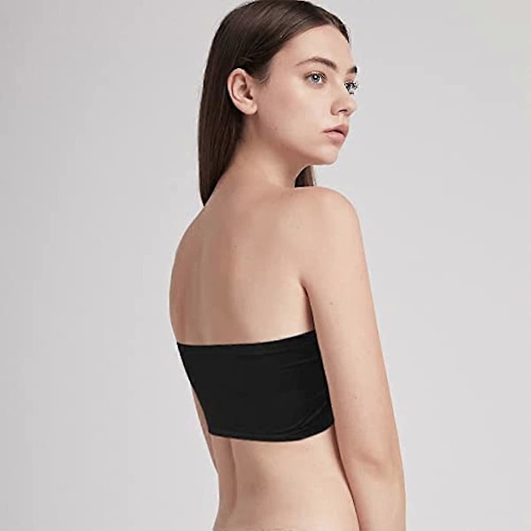 3 pakkausta olkaimettomia rintaliivejä naisille, naisten bandeau-rintaliivit, pehmustetut saumattomat crop-rintaliivit, pehmeät ja mukavat langattomat bralettet Black 4XL