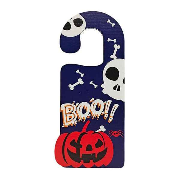 Halloween Dörrhängare Skylt Glad Halloween Ytterdörr Välkomstskylt Trä Boo Hängen Dekorationer För Dekor Veranda Blue