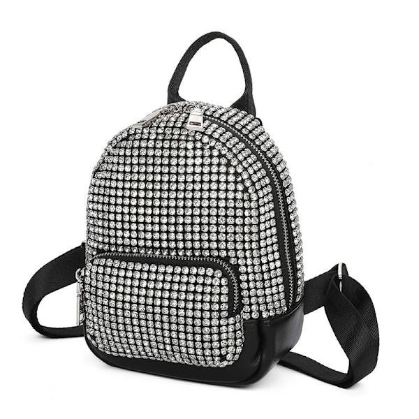 Glänsande Rhinestone Ryggsäck Dam Läder Liten Kristallväska Mode Flickor Skolväska Bling Glittrande Glänsande Diamant Ryggsäck