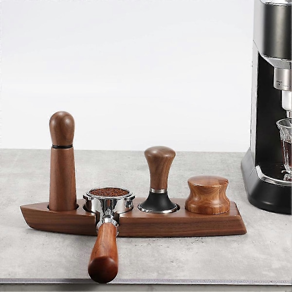 Kaffepulver Massivt Tre Båt Håndtak Støtte Stativ Pulverpresse Base For 51/53mm Kaffetilbehør